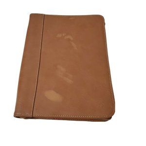 Franklin Covey Brown Leather Portfolio Planner Folder Zip Closure